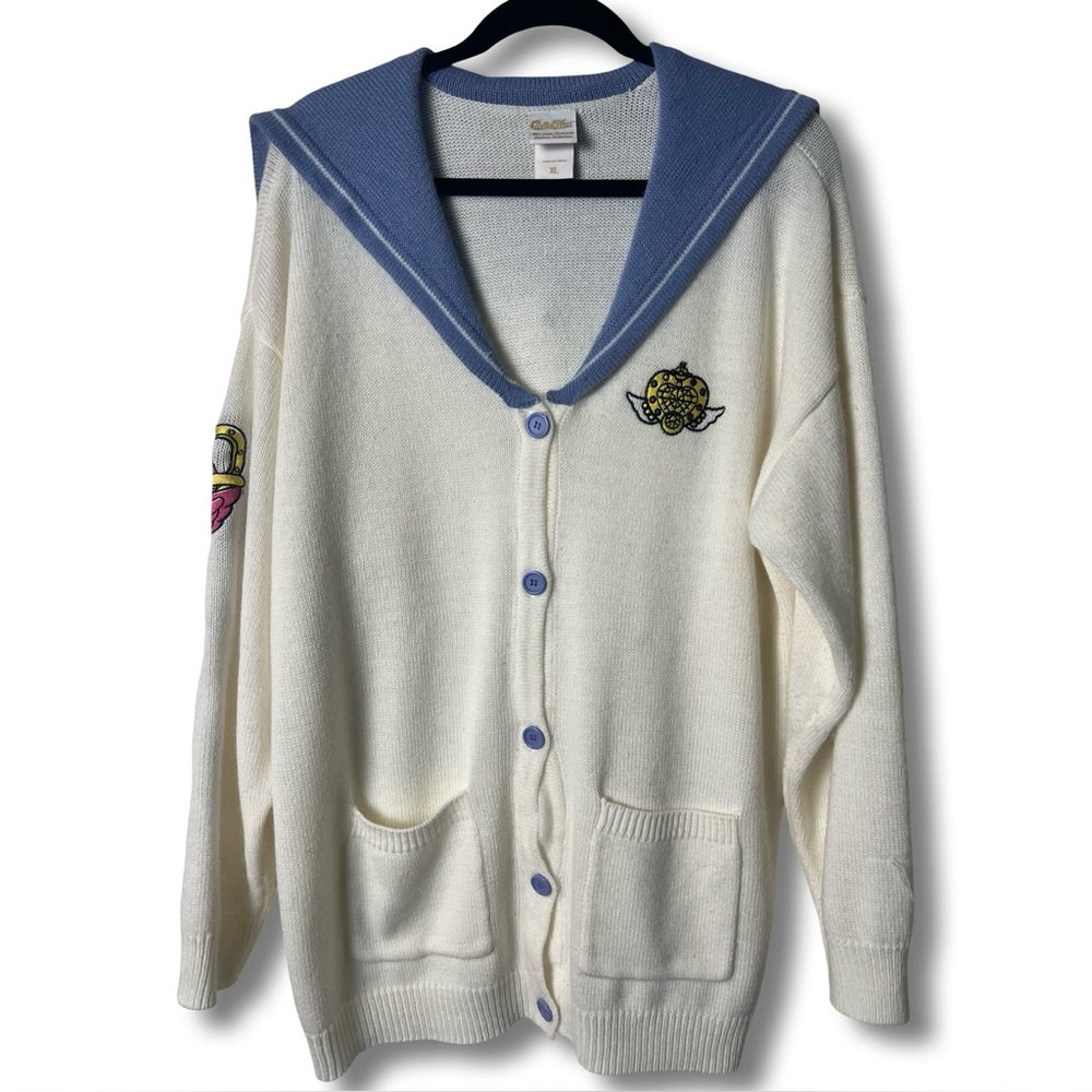 Sailor Moon‎ Hot Topic Eternal Brooch Tiare Embroidered Cardigan Cream XL